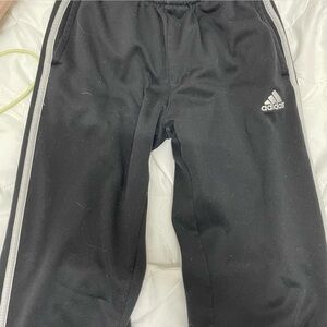 Adidas Kids Black Joggers with White Stripes